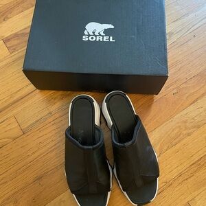 Sorel Black Slide Sandals